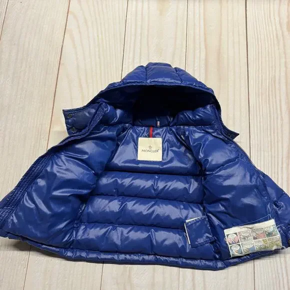 Moncler Enfant Maya Down Jacket Toddler Size 2Y Removeable Hood Glossy Blue - Picture 6 of 15
